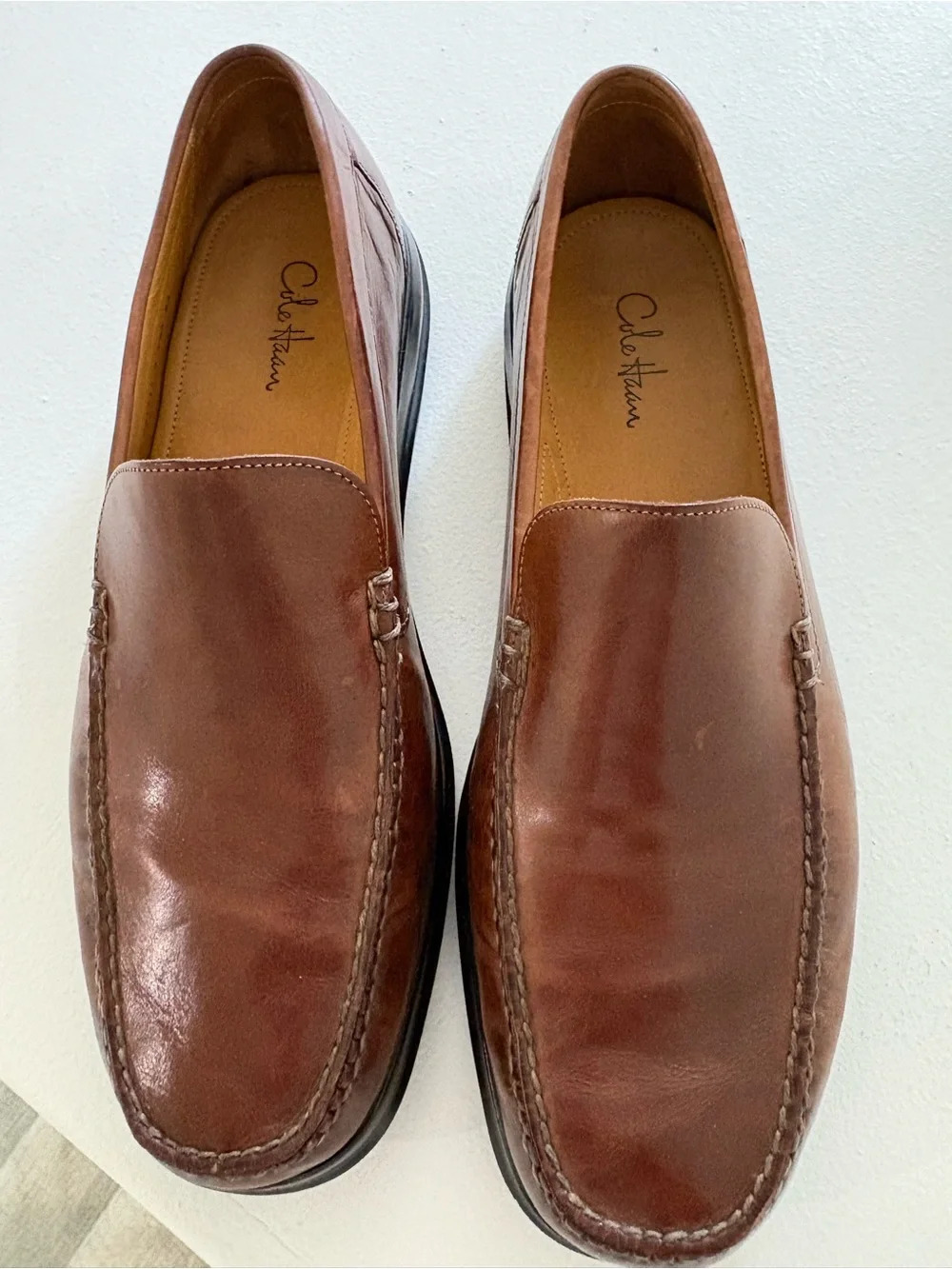 COLE HAAN, with Nike Air Soles Air DEMPSEY Brown Leather Loafer Shoes C05777